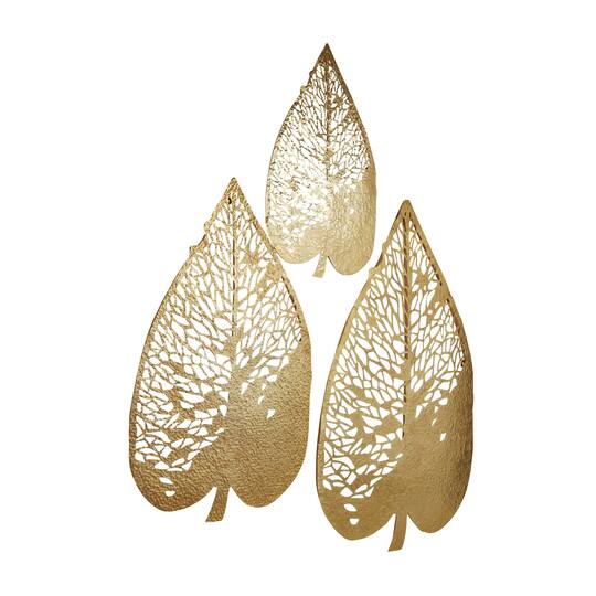Laser-Cut Gold Metal Leaf Wall Décor Set